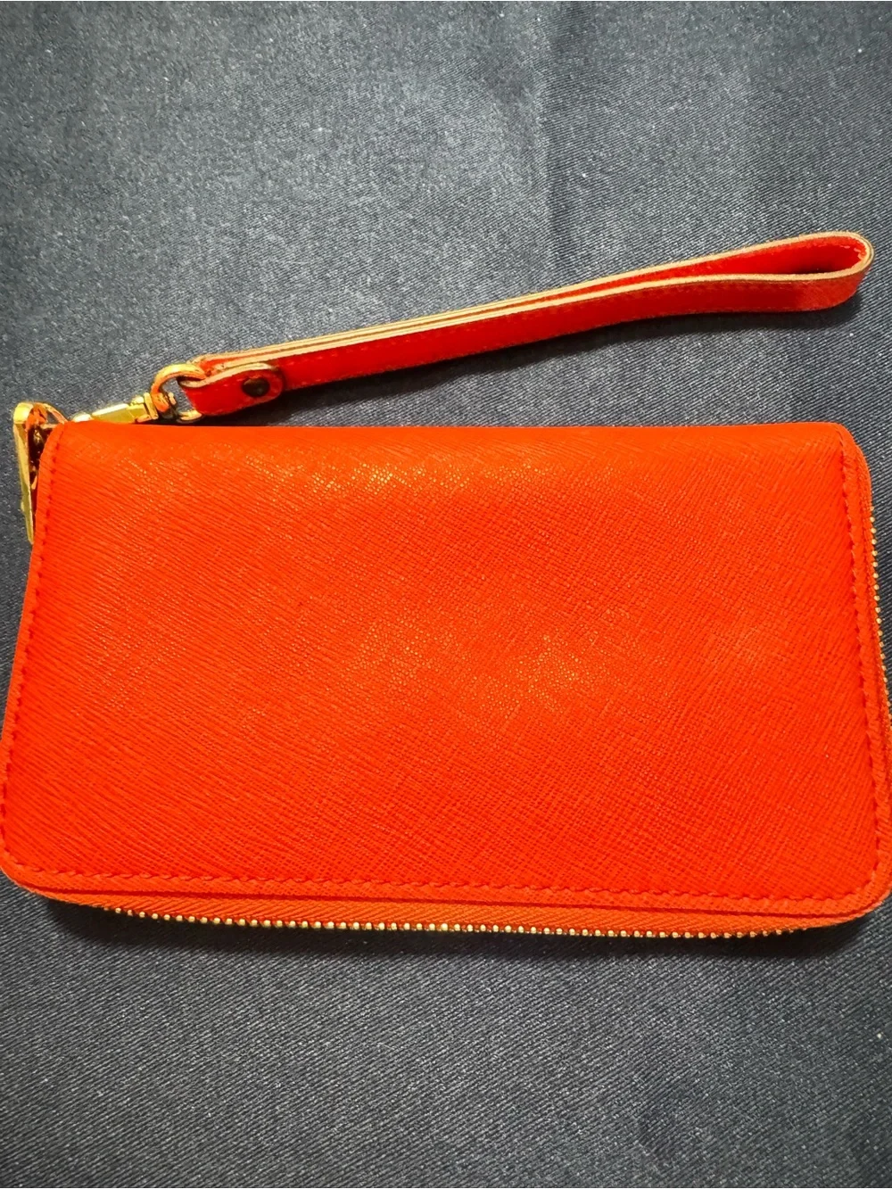 Michael Kors Orange Zip Wristlet Wallet w/ Wrist Strap Logo, Credit Card